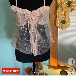 Sequin Embellished Sheer Top